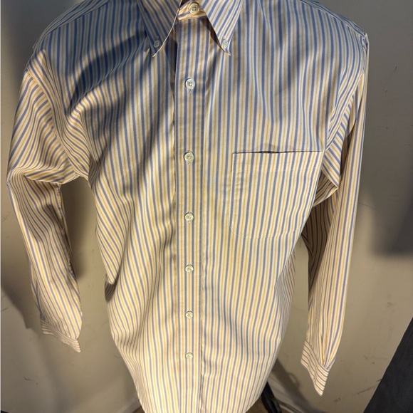 Brooks Brothers Blue and White Striped Yellow Dress Shirt(119) - Picture 1 of 11
